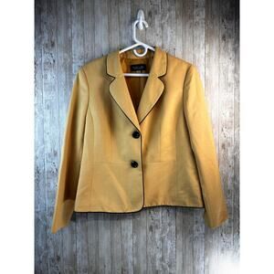 Evan Picone Black‎ Label Womens 14 Blazer Yellow Notch Lapel Officewear Corpcore